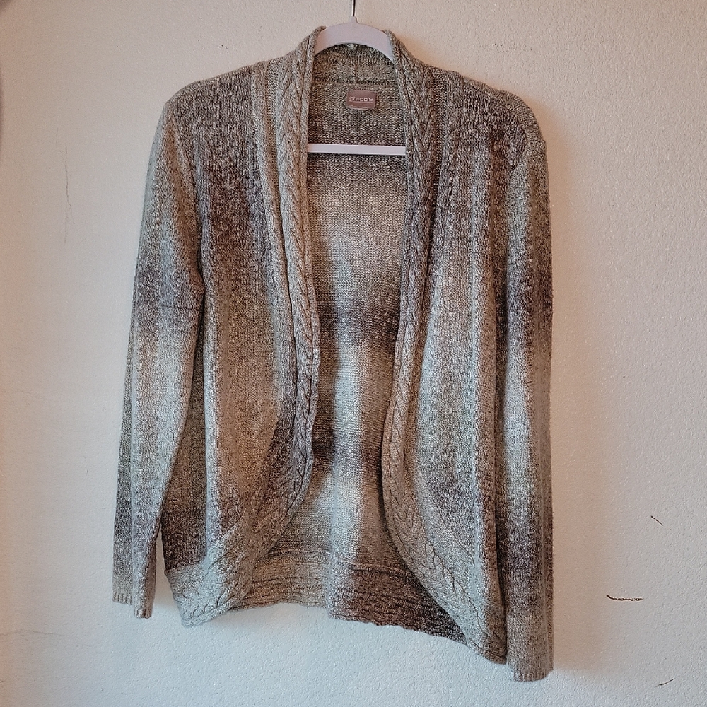 Chico's Cream and Gray Cardigan Sweater